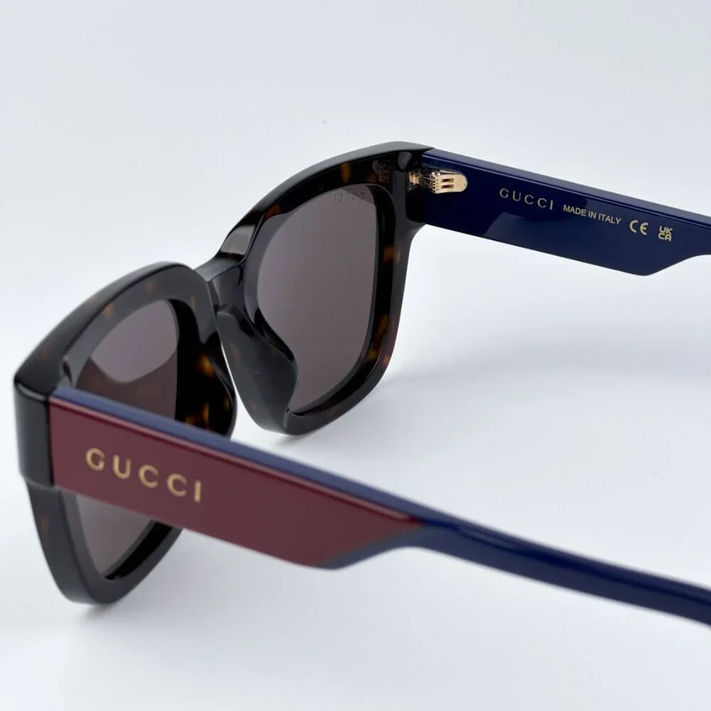 Gucci GG1670SK 002 BRAND NEW Sunglasses Havana Red Blue Grey Unisex Square
